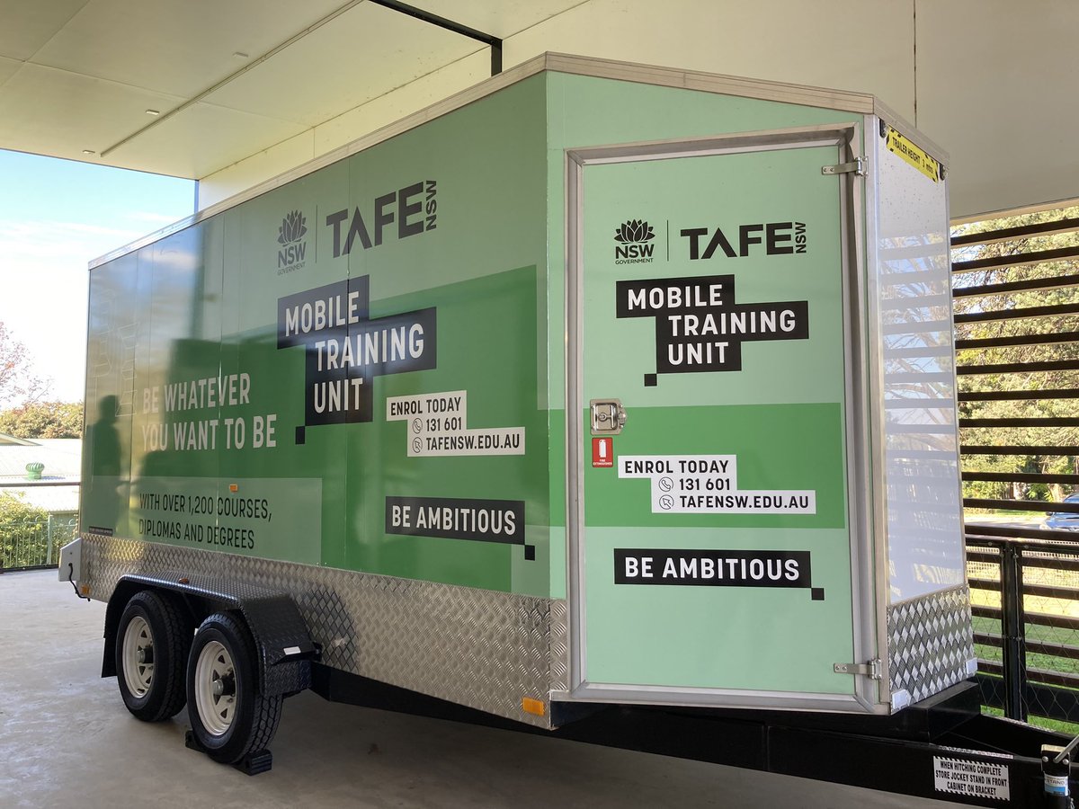 TAFEeducation's tweet photo. TAFE in a box, anyone? 

In many regional areas of NSW this is what passes as TAFE after 12 years of vicious funding cuts. 

#VoteThemOut on March 25. #RebuildWithTAFE https://t.co/Y4WCJ3qGqf