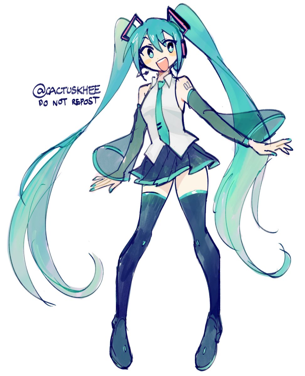 hatsune miku 1girl solo twintails long hair skirt thighhighs necktie  illustration images