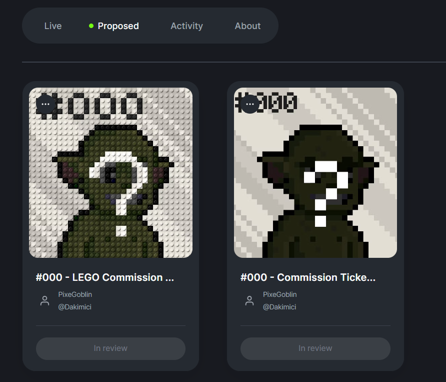 Dakimici's tweet photo. Fckit let's do this !!
But this time 2 Custom Ticket !
one in LEGO style and the other in pixel art style.
LFG π€©π€©
Only on @exchgART
#SolanaNFTs #CustomTicket #NFT #pixelart https://t.co/ySVvdx1pWO