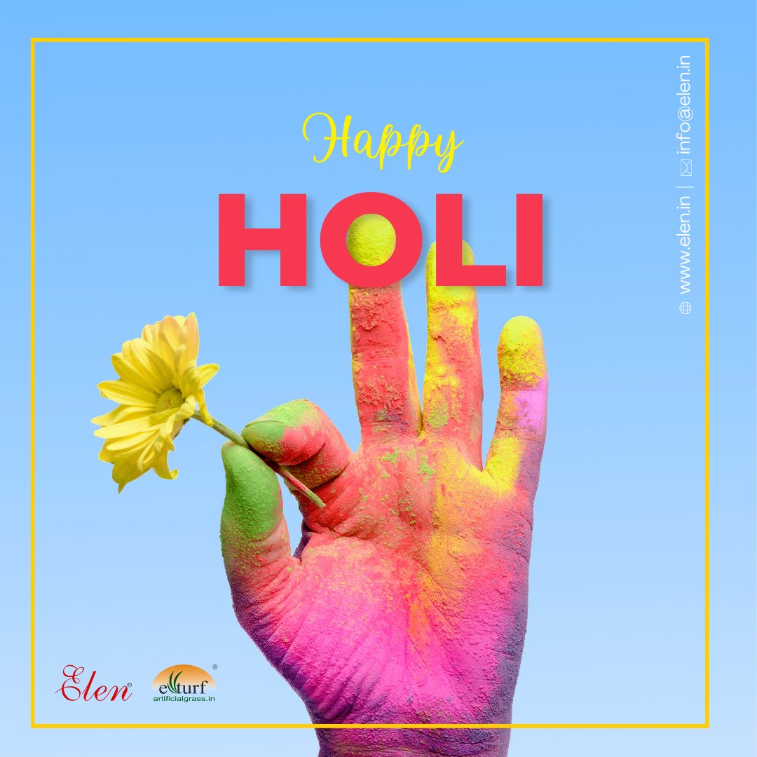 Let's sprinkle some colors and spread joy this Holi!🎨🌈🎉

 #HappyHoli #ArtificialGrass #EcoFriendlyCelebration