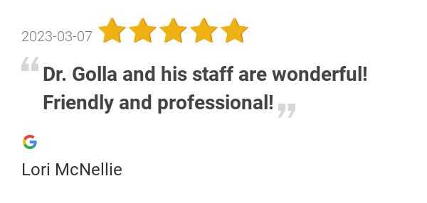 golla_center's tweet photo. New 5.0-star Review: "Dr. Golla and his staff are wonderful! Friendly and professional!" https://t.co/sMrcnV60mO