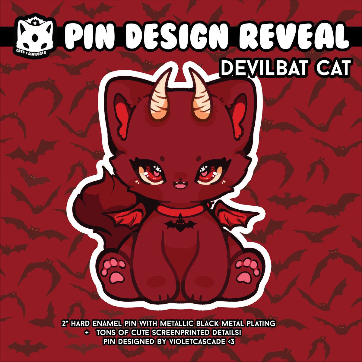 dR34mB0yz's tweet photo. Our 4th pin reveal of the campaignโฆ#devilbat cat!This pin will be a 2โ hard enamel pin with METALLIC BLACK METAL PLATING ๐คthis pin will come for free if you pledge for a #hellfireclub #itabag on our #catsanddevilbats #kickstarter !Or, you can pledge just $10 to get just a pin:) https://t.co/u2eBr5vqOD