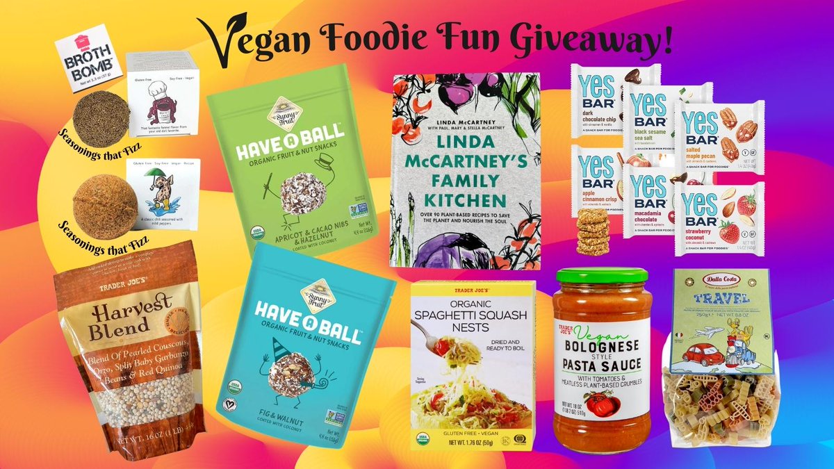 Vegan foodie fun! 🌸 This week's giveaway features Linda McCartney’s Family Kitchen cookbook, organic fig &amp; walnut snacks, organic apricot &amp; cacao nibs, harvest grains blend, broth bombs, &amp; more! veganshowoff.com/vegan-foodie-f… #veganshowoff #vegan #giveaway #vegansnacks #govegan
