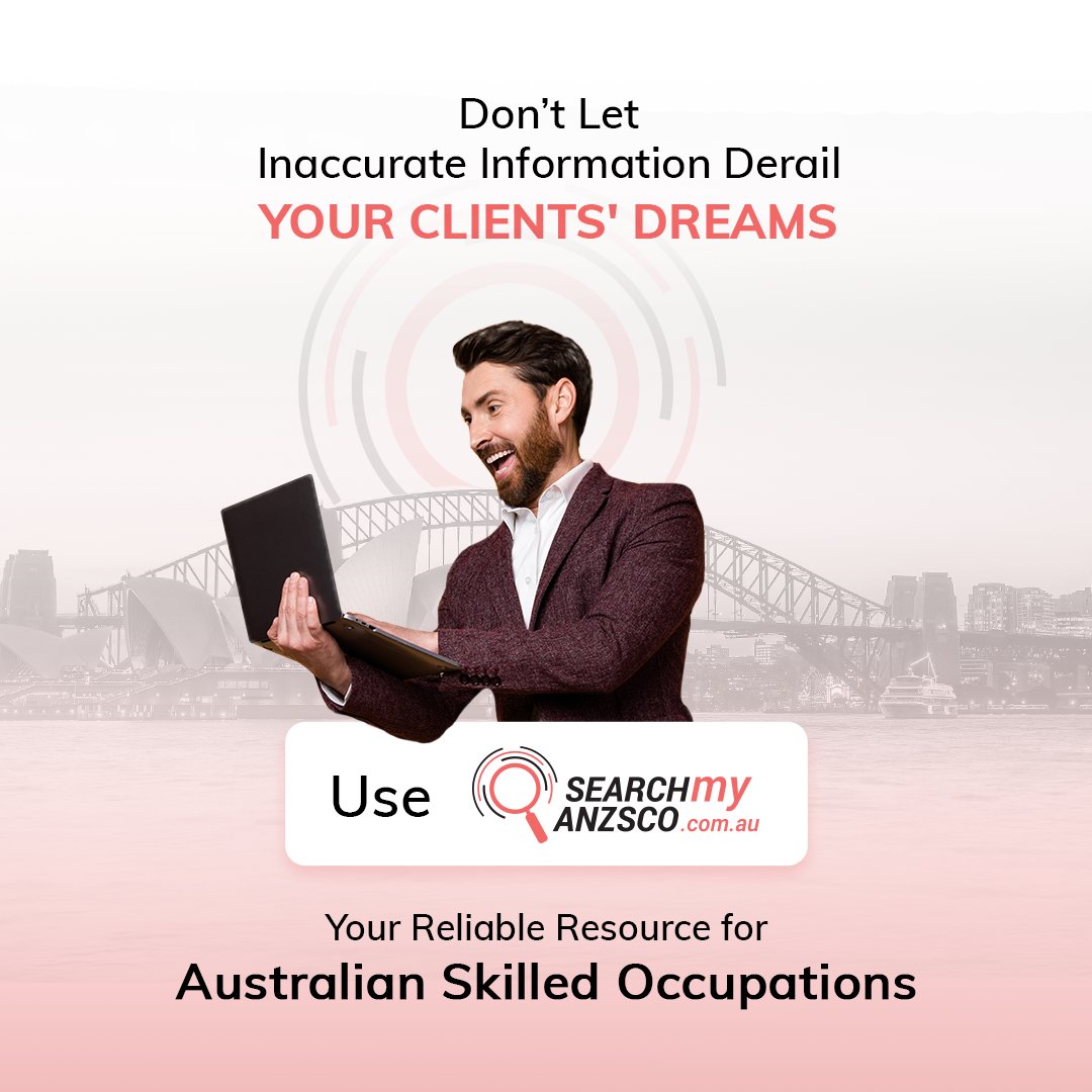 Streamline your workflow, enhance your client’s experience, and stay ahead of the competition in the highly competitive Edu-Immigration industry by choosing #searchmyanzsco

#konze #SkilledOccupation #ANZSCOsearch #ANZSCO #Skilledoccupationlist #skilledvisa #occupationlist