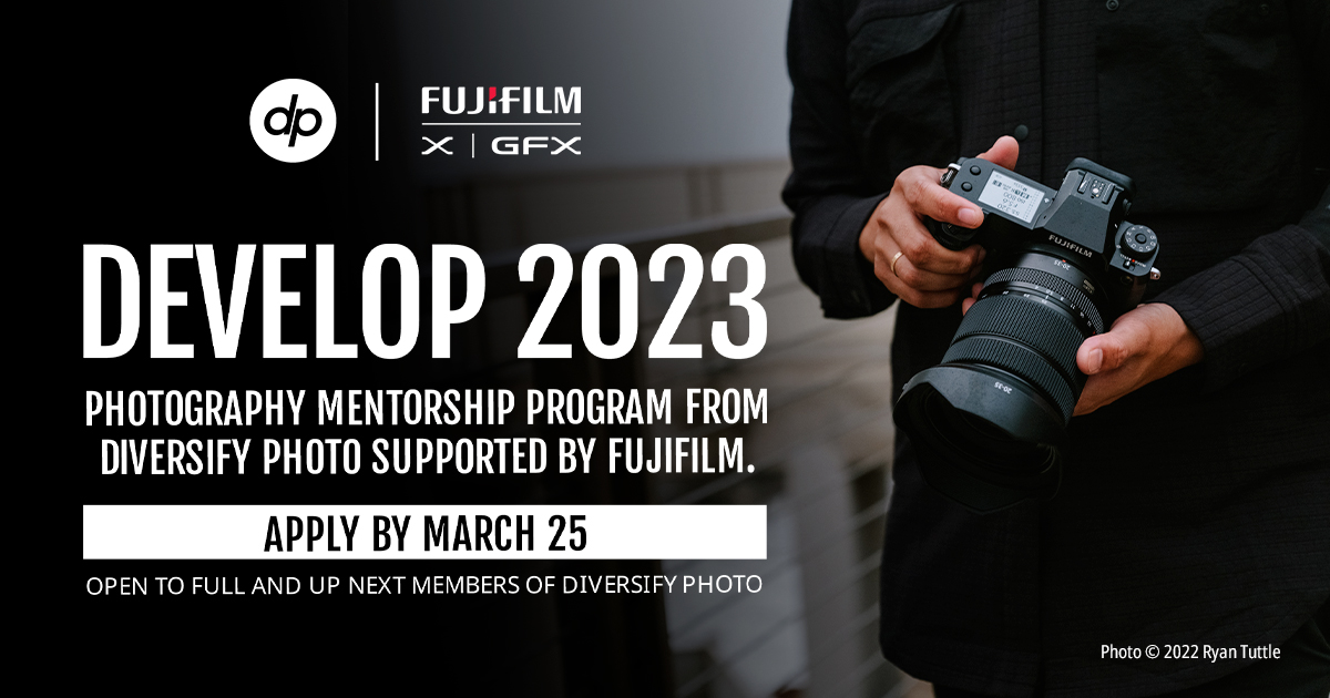 DiversifyPhoto's tweet photo. Want to gain experience to build a commercial photography career? Looking for community, inspiration, &amp; support?  We got you!

Apply for DEVELOP 2023, a mentorship program from @DiversifyPhoto supported by @FujifilmUS! 

https://t.co/lRj5PterIB https://t.co/8mY7uYsDIe