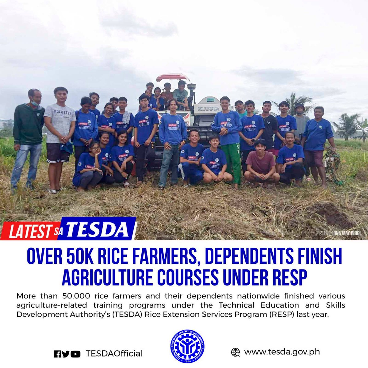TESDA on Twitter "(1/2) A total of 53,221 rice farmers and their