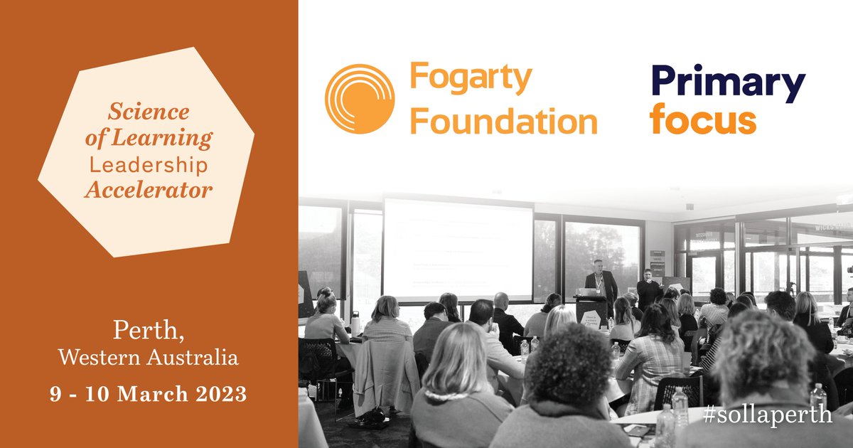 KnowledgeScty's tweet photo. As we kick off day one of #sollaperth we would like to acknowledge the generosity of our presenting partners, @Fogarty_Fdn and @PrimaryFocusAU. Thank you Fogarty Foundation and Primary Focus for helping us to bring together this community of leaders and educators. https://t.co/1qz0zXcOqE