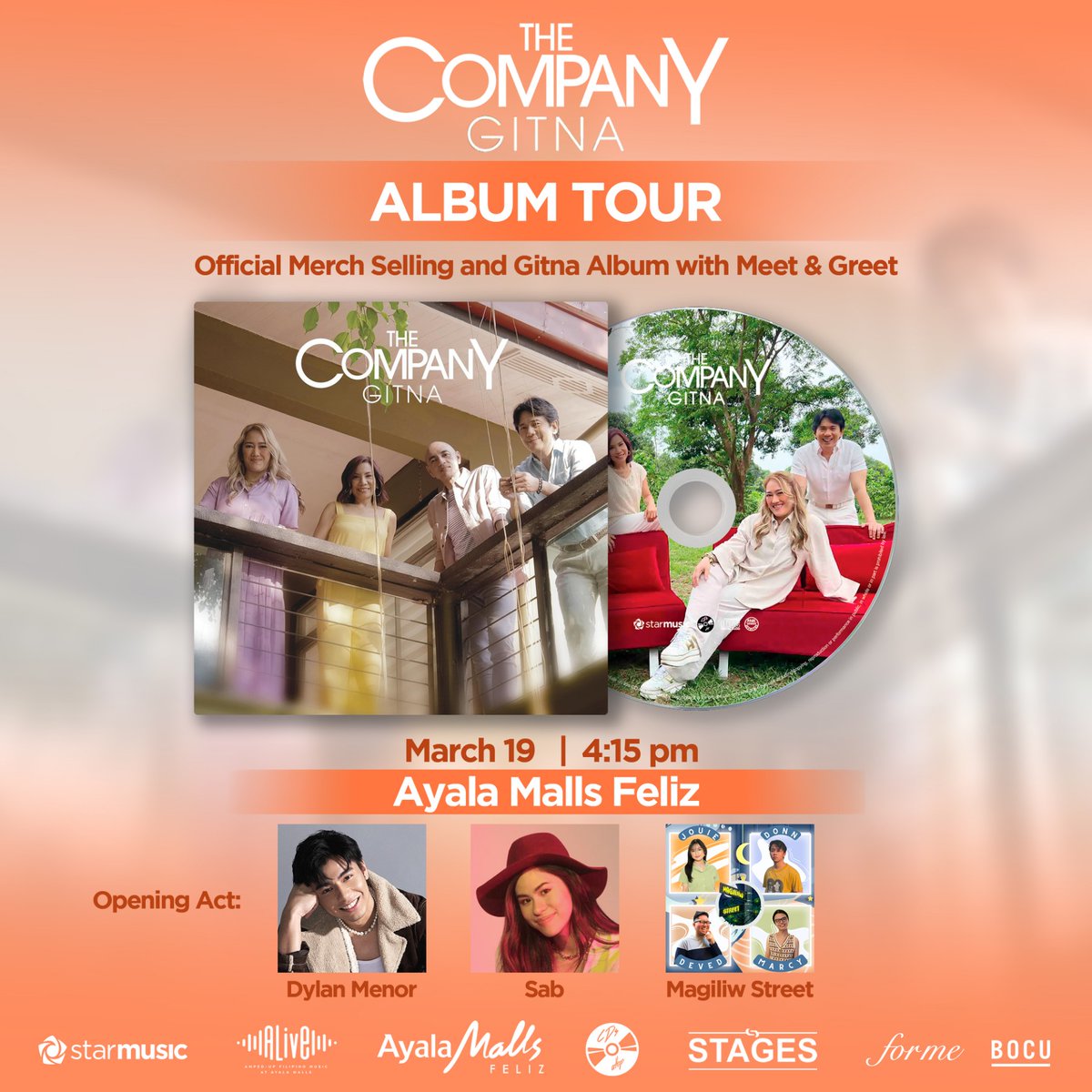 StarMusicPH's tweet photo. 🎶 Don't miss @thecompanysing's GITNA album tour along with our very own @officialsabmusi!
See you all at Ayala Malls Feliz for #TheCompanY Mall Show this March 19, 4:15 PM! 🤘
#SAB #GITNA https://t.co/0xiRCErgkB