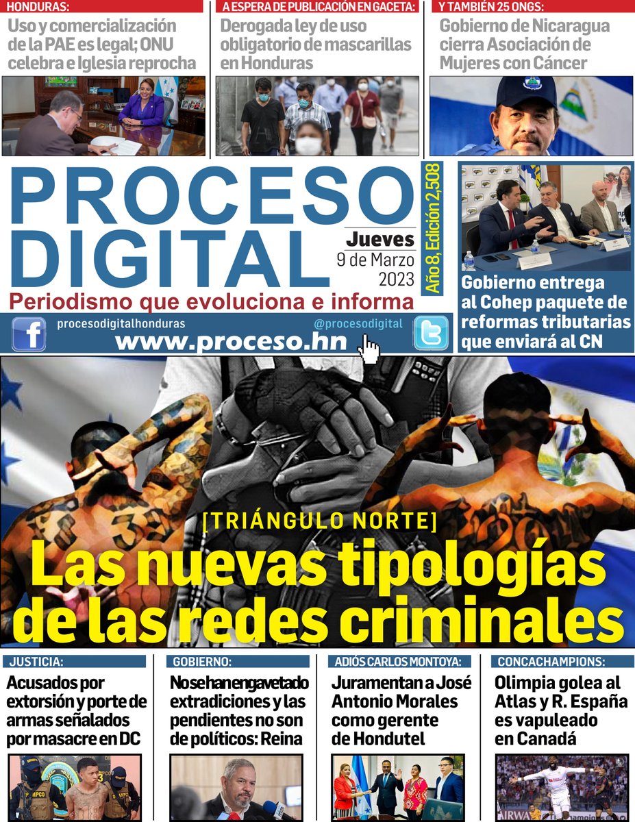 #PORTADA @ProcesoDigital Jueves 09.03.2023. #Honduras #seguridad #TriánguloNorte #CA