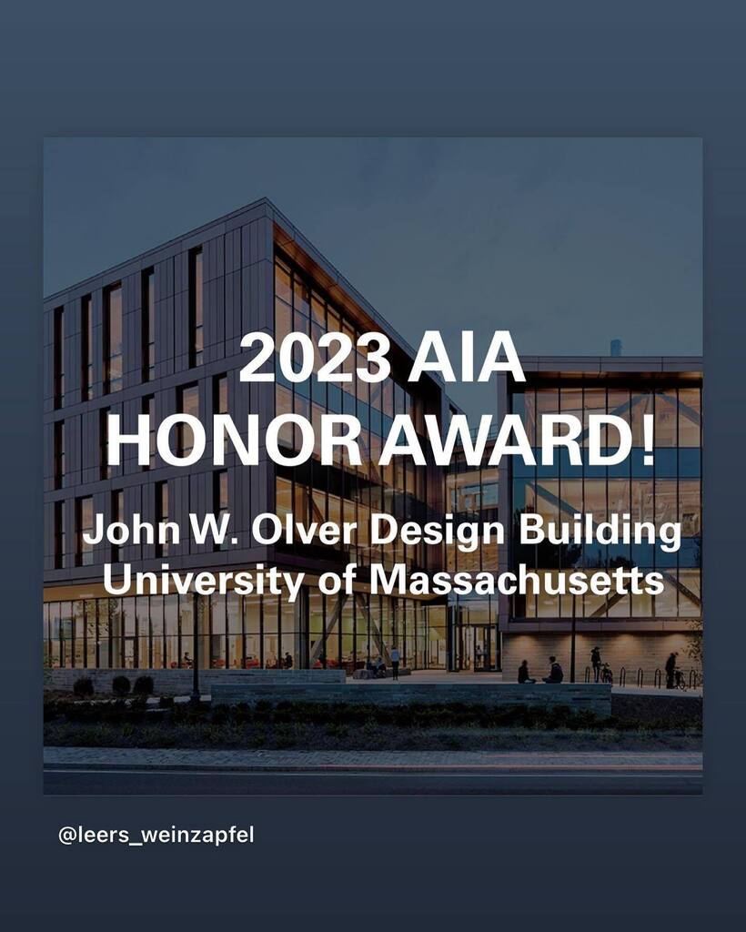 UMassArch's tweet photo. Proud of our wonderful building for receiving this award and appreciative of Leers Weinzapfel Architects for their creativity! https://t.co/sN65EWADO3 https://t.co/sAsHzZL0pq