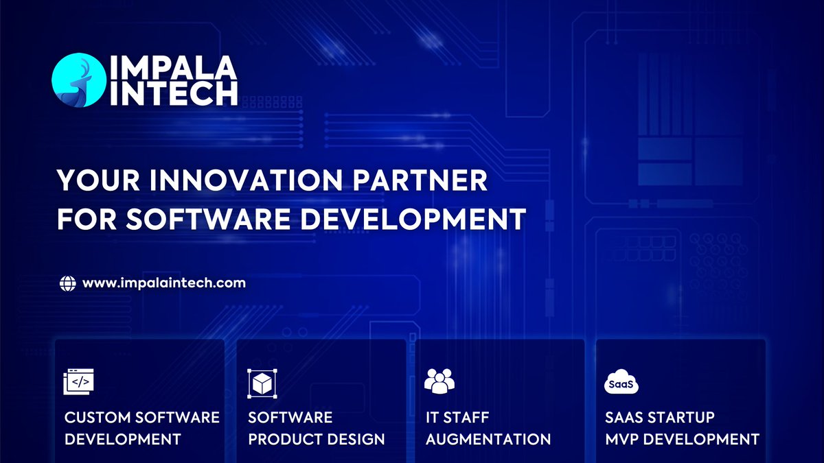 impalaintech's tweet photo. YOUR INNOVATION PARTNER FOR SOFTWARE DEVELOPMENT 👨🏻‍💻

💬 GET FREE CONSULTATION: https://t.co/hAbORnPzYN

#CustomSoftwareDevelopment
#SoftwareDesign
#StaffAugmentation
#SaasStartup
#BusinessSolutions
#ProjectManagement
#QualityAssurance
#MVPDevelopment https://t.co/3XdgSDoQCQ