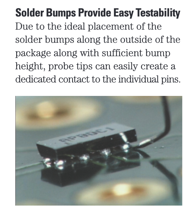 Solder bumps provide "easy" testability 🤣 Ti's NanoStar/NanoFree package.