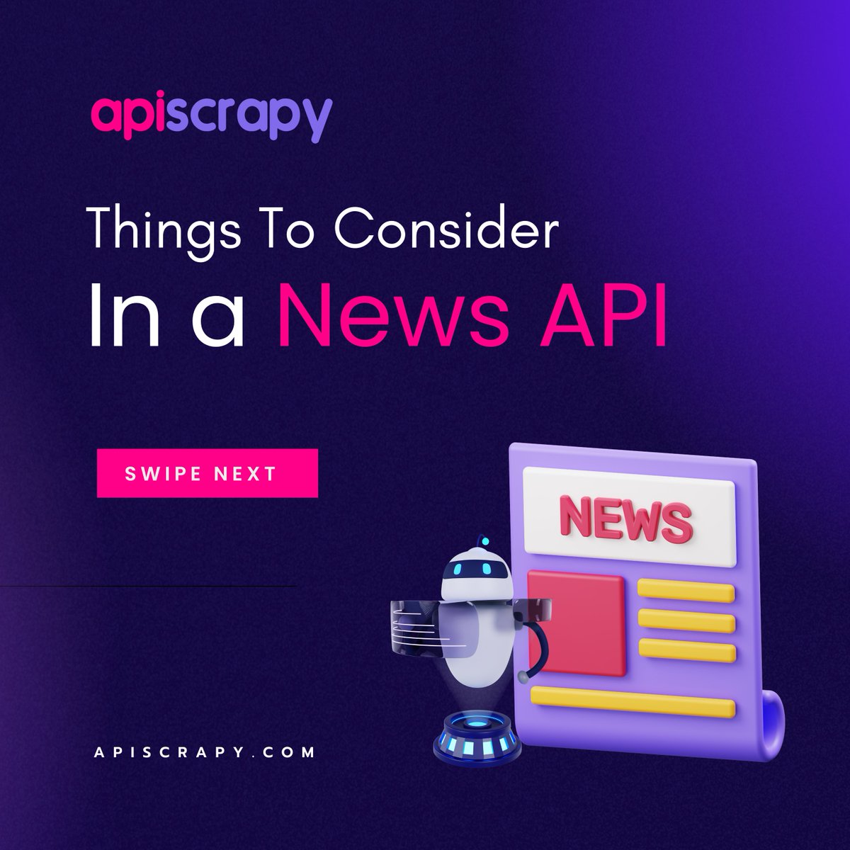 Things To Consider In a News API

Check out ApiScrapy's News APIs by clicking the link below.

#apidevelopment #artificialintelligence #news #dataanalytics #datscience #socialmedia #outsourcing #content #api