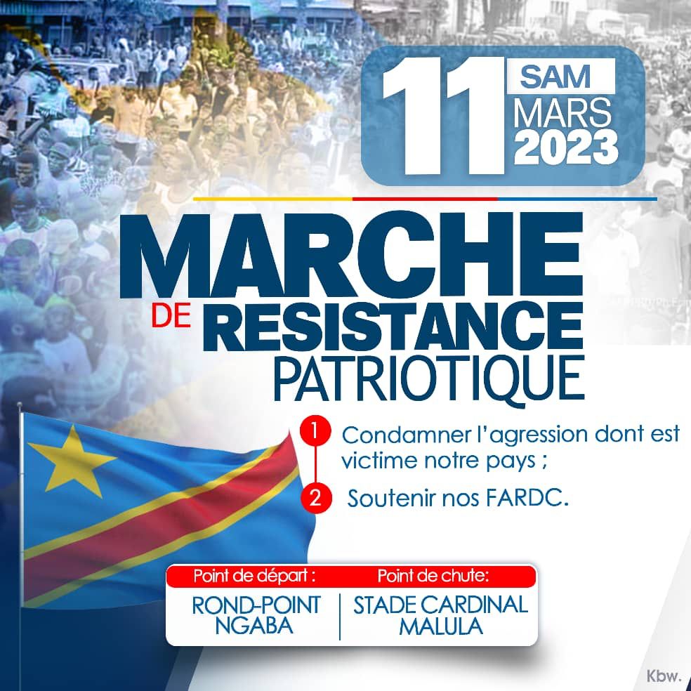 ElenaTshibanda's tweet image. #RDC🔴 Ce 11 Mars 2023,
Il se tiendra à Kinshasa une grande Marche de Résistance Patriotique contre l&apos;agression #Rwandaise et #Ougandaise en complicité avec les ennemis internes de la République.

Soyons nombreux. ⤵️