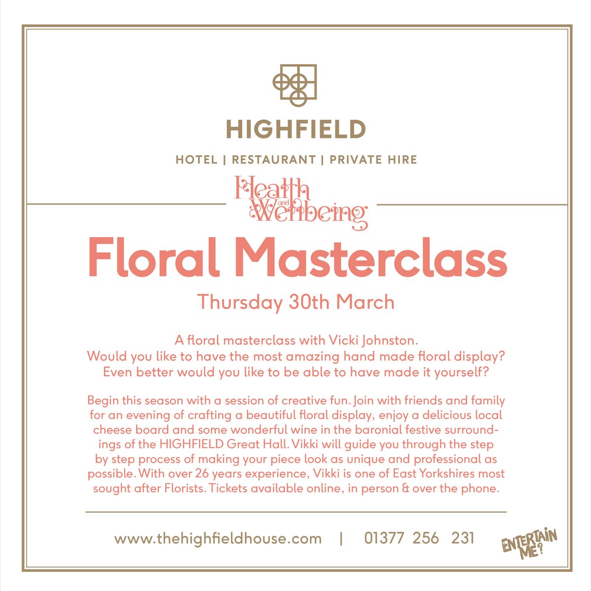 A floral masterclass with Vicki Johnston. Would you like to have the most amazing hand made floral display? Even better would you like to be able to have made it yourself?