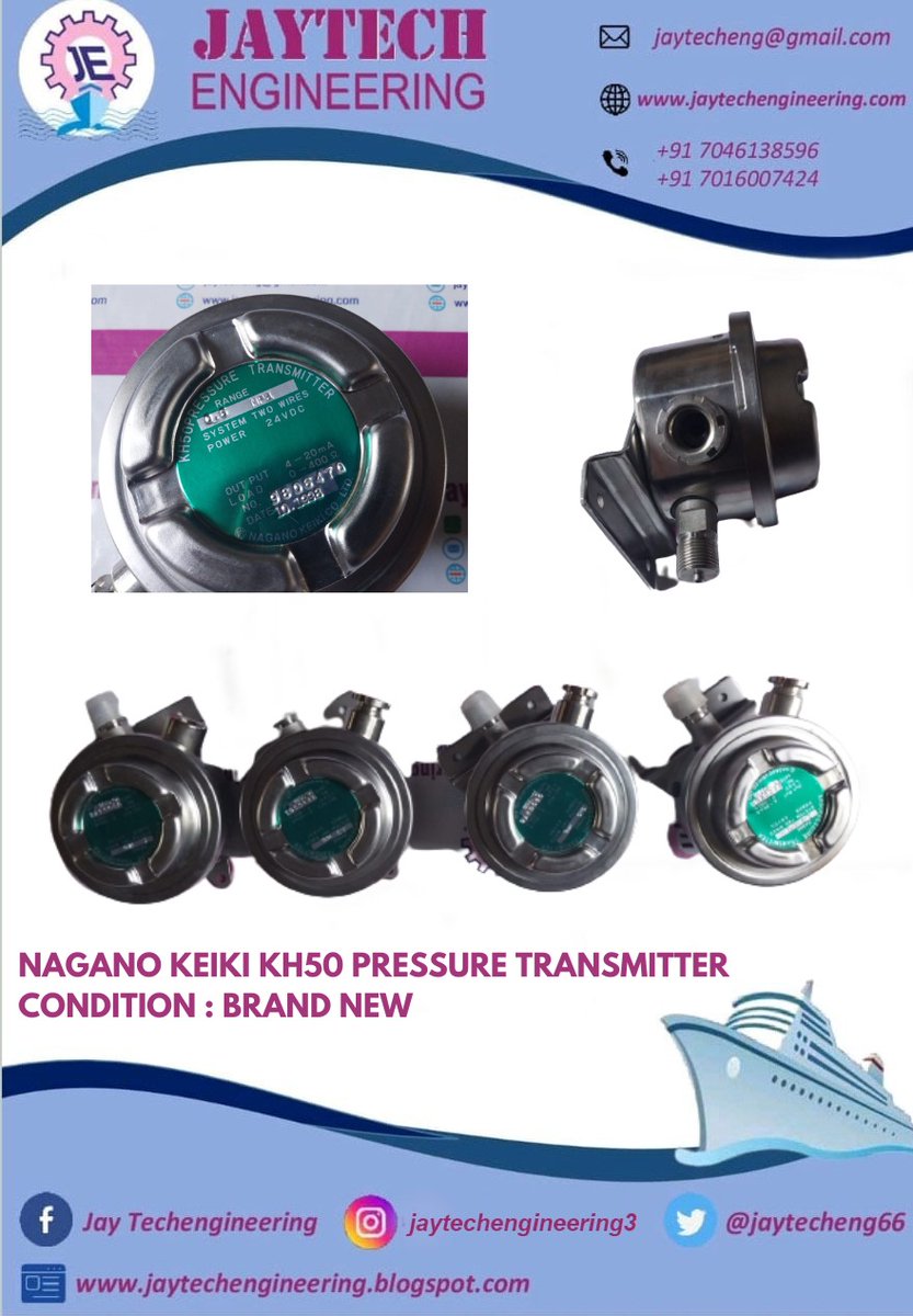 jaytecheng66's tweet image. NAGANO KEIKI KH50 PRESSURE TRANSMITTER
CONDITION:-BRAND NEW
#pressuregauge #leveltransmitter #weldingclamp #bimetalthermometer #nagano #keiki #kh50 #pressuretransmitter
#pressure #transmitter #capilarythermometer #oxygeninhalator #amoniagasregulator #garudareksateknologi