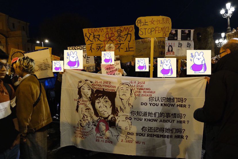 feminist38's tweet photo. 【照片100】3.8妇女节博洛尼亚罢工游行活动现场 #supportoursisters #3·8声援白纸运动被捕女青年 https://t.co/x3EWXUQvfI
