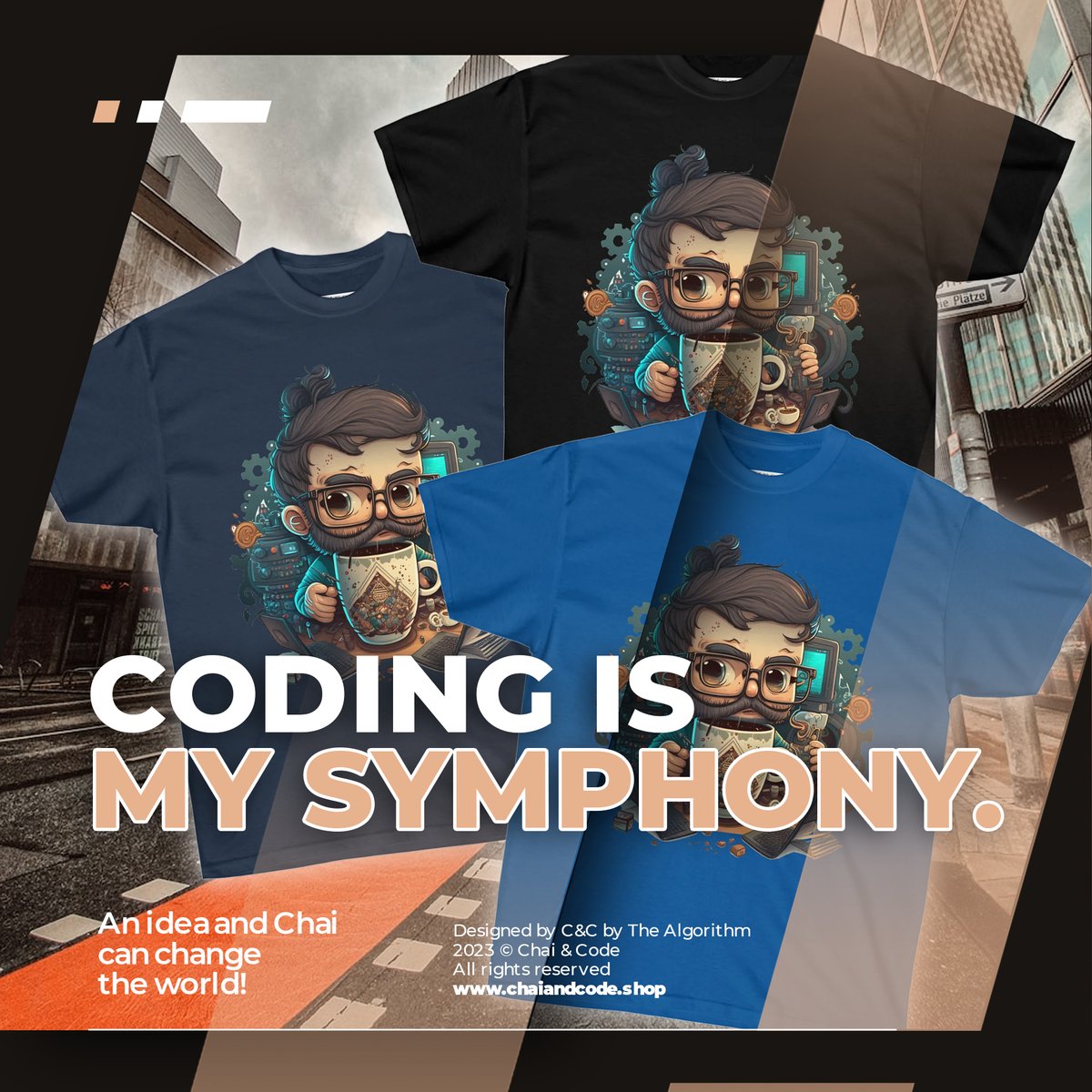 ChaiAndCode's tweet photo. A cup of Chai while coding is so much love, try it with a bit of confidant and you'll see the difference between life and living.
For The Love of Chai & Code
Check out this Chai Tshirt! ☕☕☕
https://t.co/nj5LIVUKeB
#chaiandcode #bythealgorithm #programmers #technology #coders https://t.co/MyM5Hzkdq7