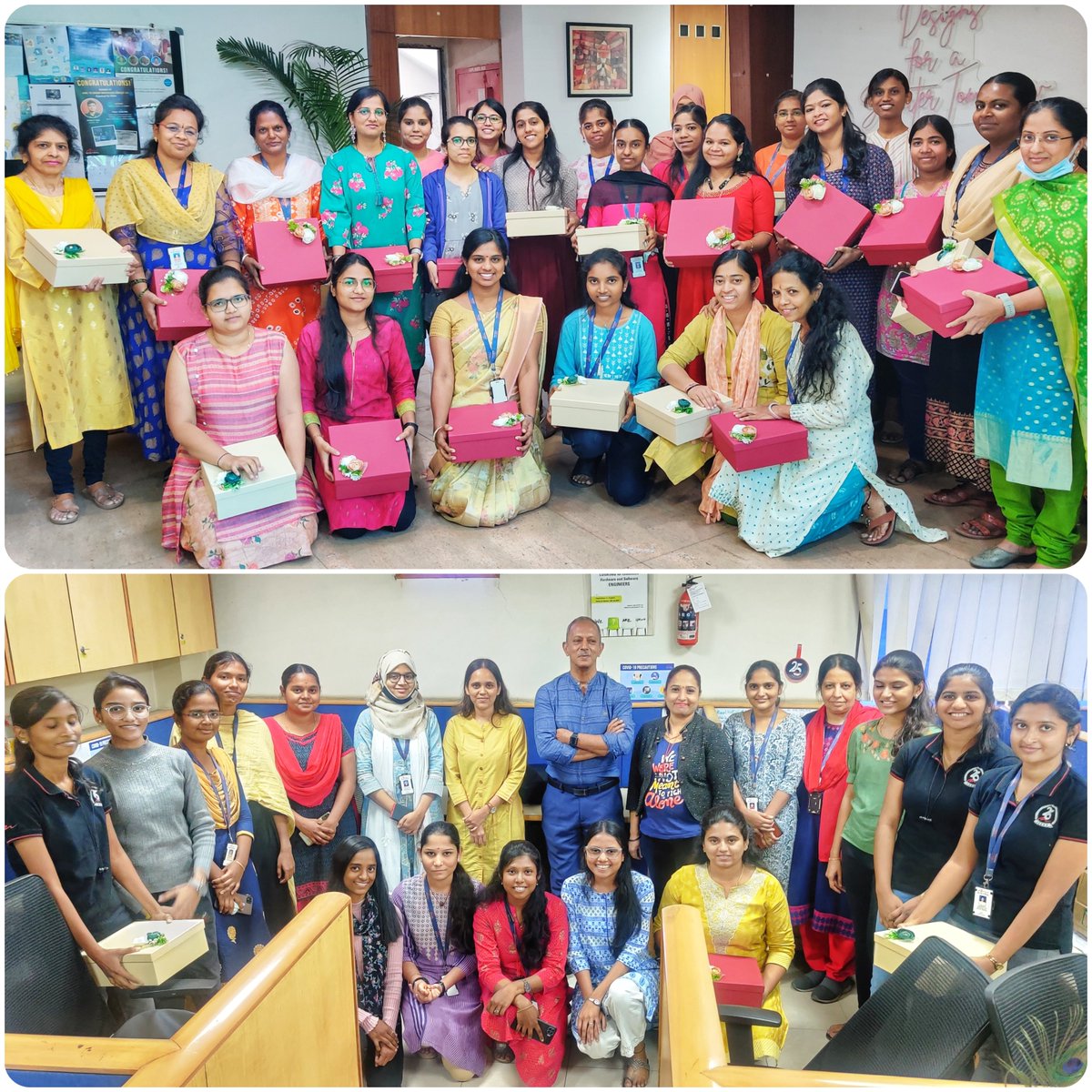MistralSoln's tweet photo. A glimpse from Mistral's #WomensDay #celebration Check how Mistralites made this day extra-special by greeting and felicitating all the #wonderful Divas of Mistral with beautifully assembled #gifthampers followed by #wellnesstalk, #mehendicompetition, and other #fun #activities https://t.co/tqzsXKLM9f