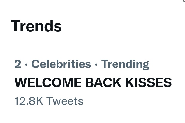 UpdatedTrending's tweet photo. Trending Alert!

WELCOME BACK KISSES is currently trending second spot in the philippines under Celebrities category with 12.8K total tweets.

@KissesDelavin
#KissesDelavin https://t.co/DfXVcVfNyO