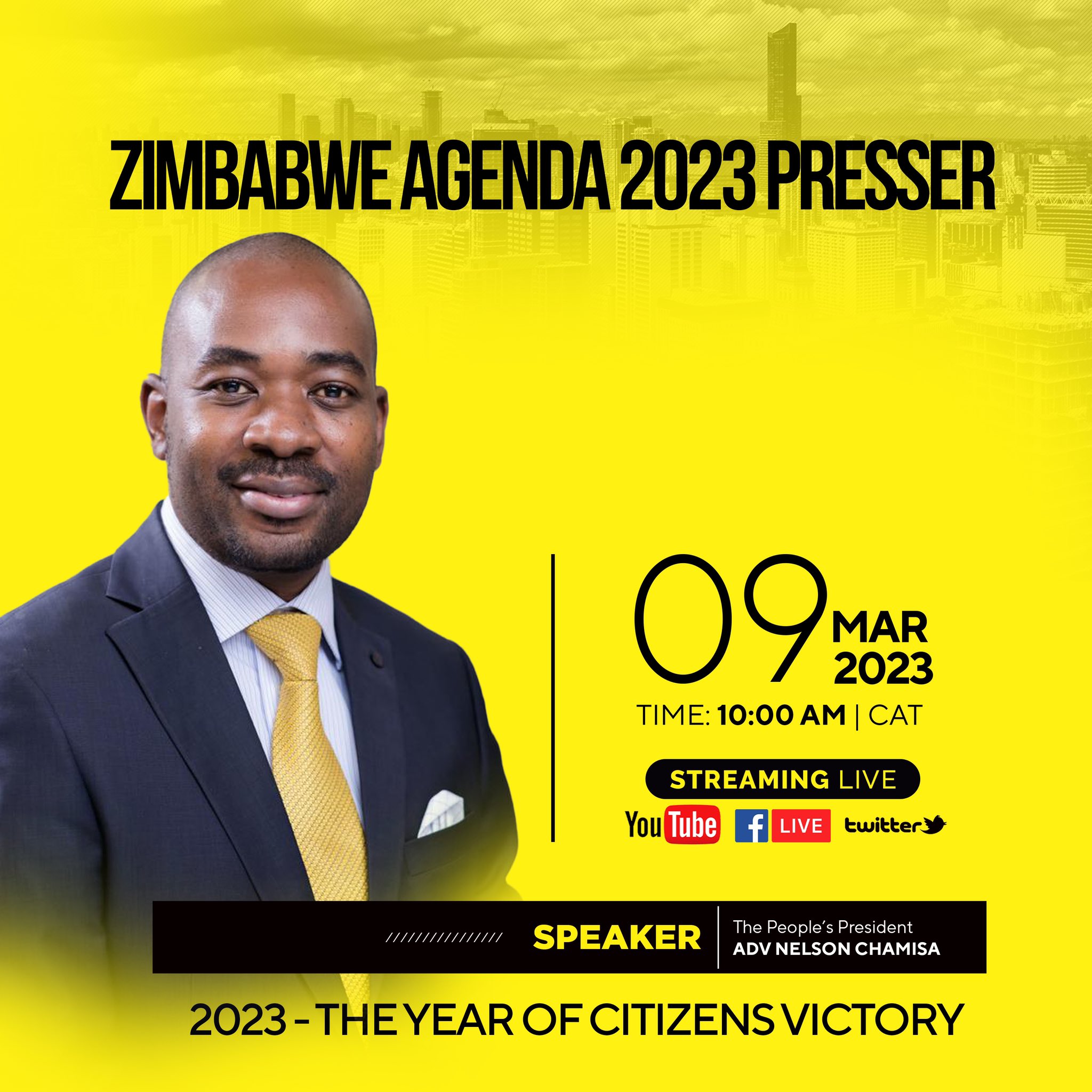 nelson chamisa on Twitter "ZIMBABWE AGENDA 2023..Today 10am on all our