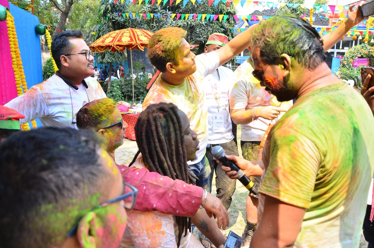 NNongpok's tweet photo. Glimpses of Holi celebration with youth  leaders from around the world.
#GenNext
Thanks to #ICCR 4 the amazing celebration 
#G20Summit
#Y20summit https://t.co/PlzYAw0qIN