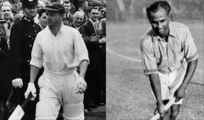 1935 :: Don Bradman ( Wizard of Cricket) Met Dhyanchand ( Wizard of Hockey) In Adelaide, Australia

Don Bradman Told Dhyanchand 

'You Score Goals Like Runs In Cricket ' 

#IndiaAustralia