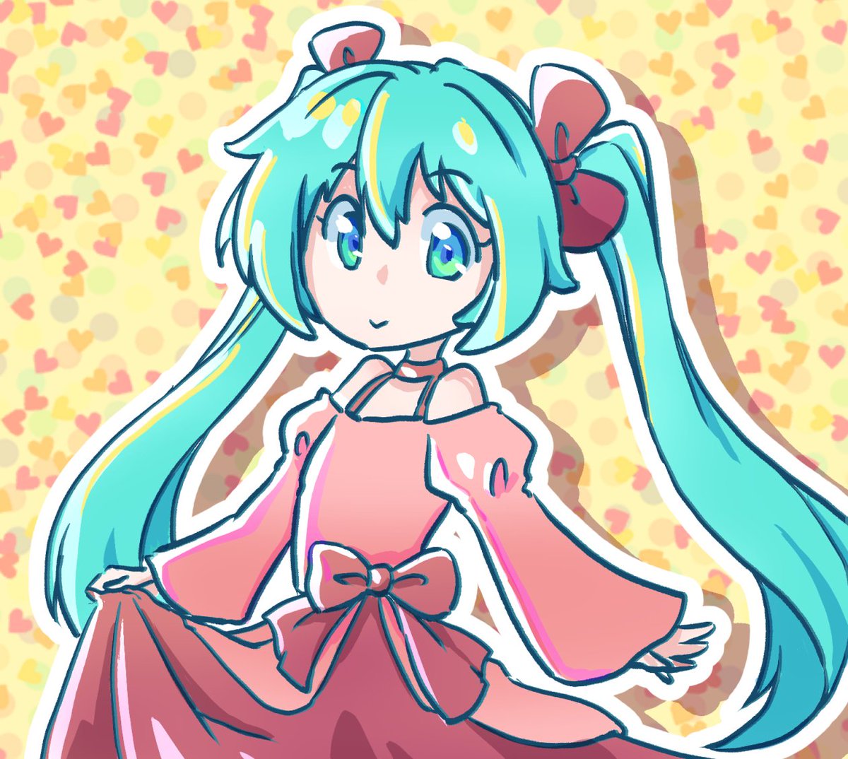初音ミク 「ミクの日の絵、大概仕事の年度末と確定申告に追い込まれてる中描くのでその年の自分の」|OGA-SAN🔭🎸🎨観測結束絵描き垢のイラスト