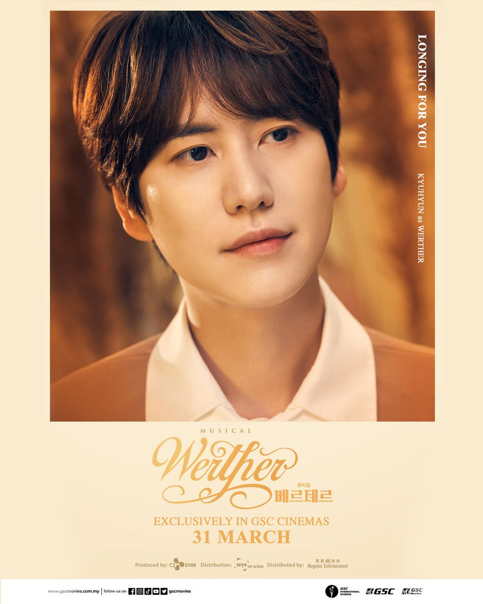GSCinemas's tweet photo. Longing for you 💕 #Werther, a musical starring Kyuhyun, coming exclusively to selected GSC this 31 March! Tickets available tomorrow. ✨ https://t.co/Rm069I5EmC