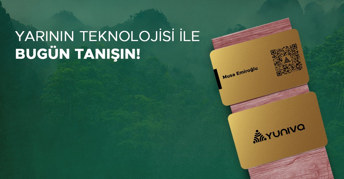 Yuniva Dijital Kartvizit, sadece bir temas ile iletişim bilgilerinizi, sosyal medya hesaplarınızı ve çok daha fazlasını dilediğiniz akıllı telefona bir dokunuşla aktarmanızı sağlar.

#yunivacard #dijitalkartvizit #dijitalkart #nfccard #digitalbusinesscard