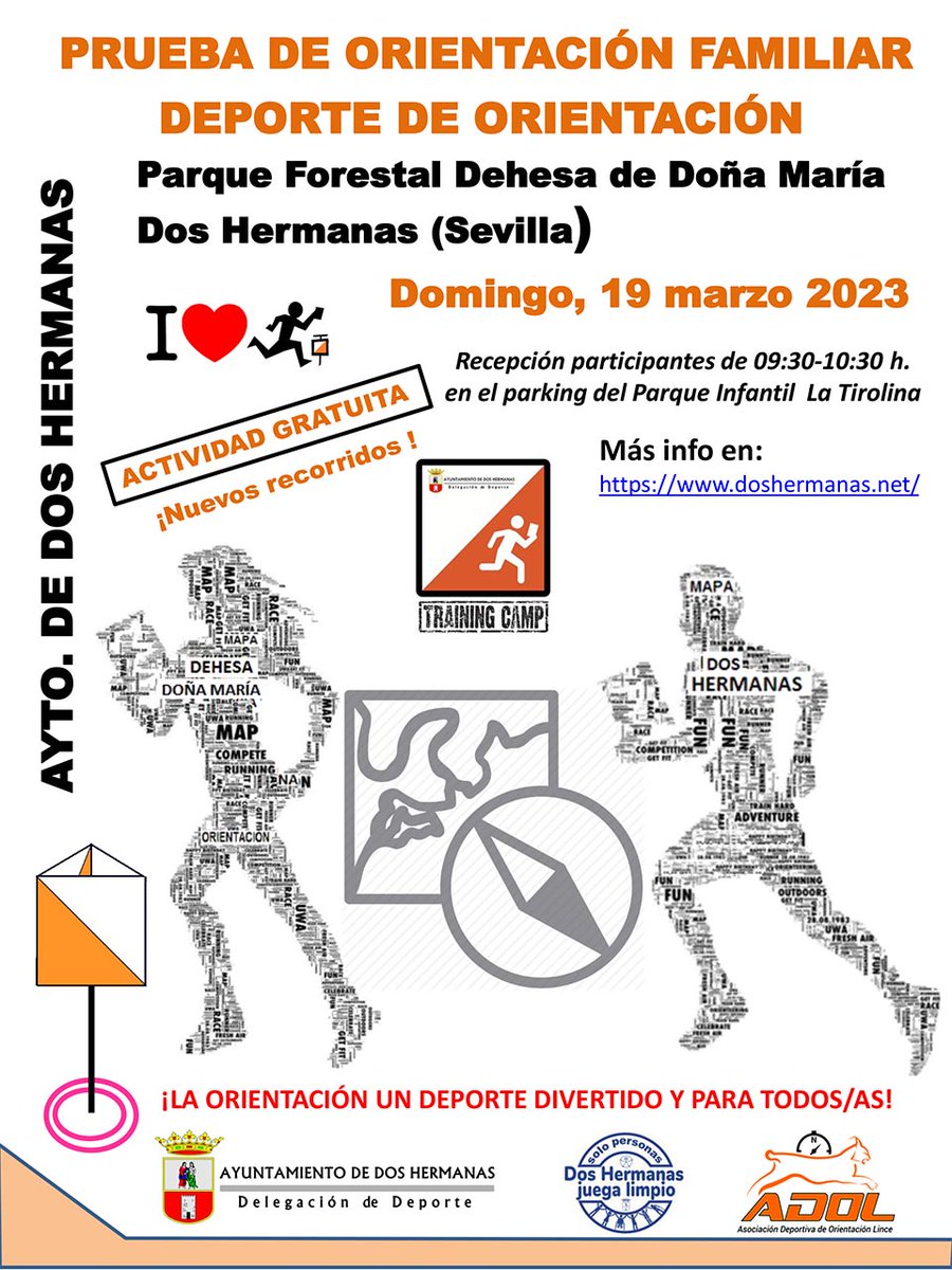 🧭 PRUEBA DE ORIENTACIÓN FAMILIAR
🌳🚶‍♀️🚶‍♂️ Domingo 19 de marzo a las 🕙 10:00 h. en el 📍  Parque Forestal Dehesa de Doña María, ¡Te esperamos!

ℹ doshermanas.net/actividades/pr…

#DeportesDosHermanas #DosHermanas #DosHermanasJuegaLimpio #orientacion #orientacionfamiliar  <a href="/adolinces/">ADOLINCE</a>