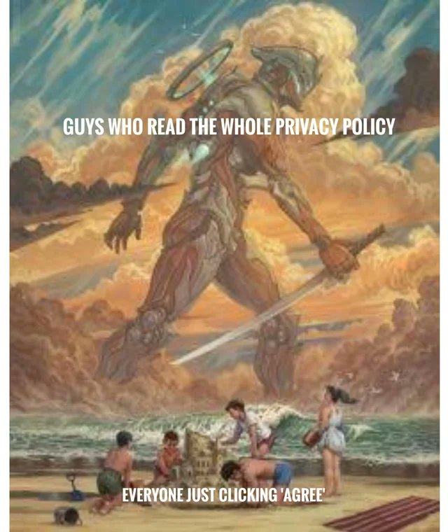 WireMin's tweet image. Is there anyone actually able to read through the privacy policies without feeling upset?🤣🤣

#FreedomFromControl #decentralzied #TwitterFiles4 #Web3 #AndrewTate #cybersecuritytips #LastPass #Hacked #cybersecurity #privacy #security #web3community #meta #telegram #whatsapp #NFTs