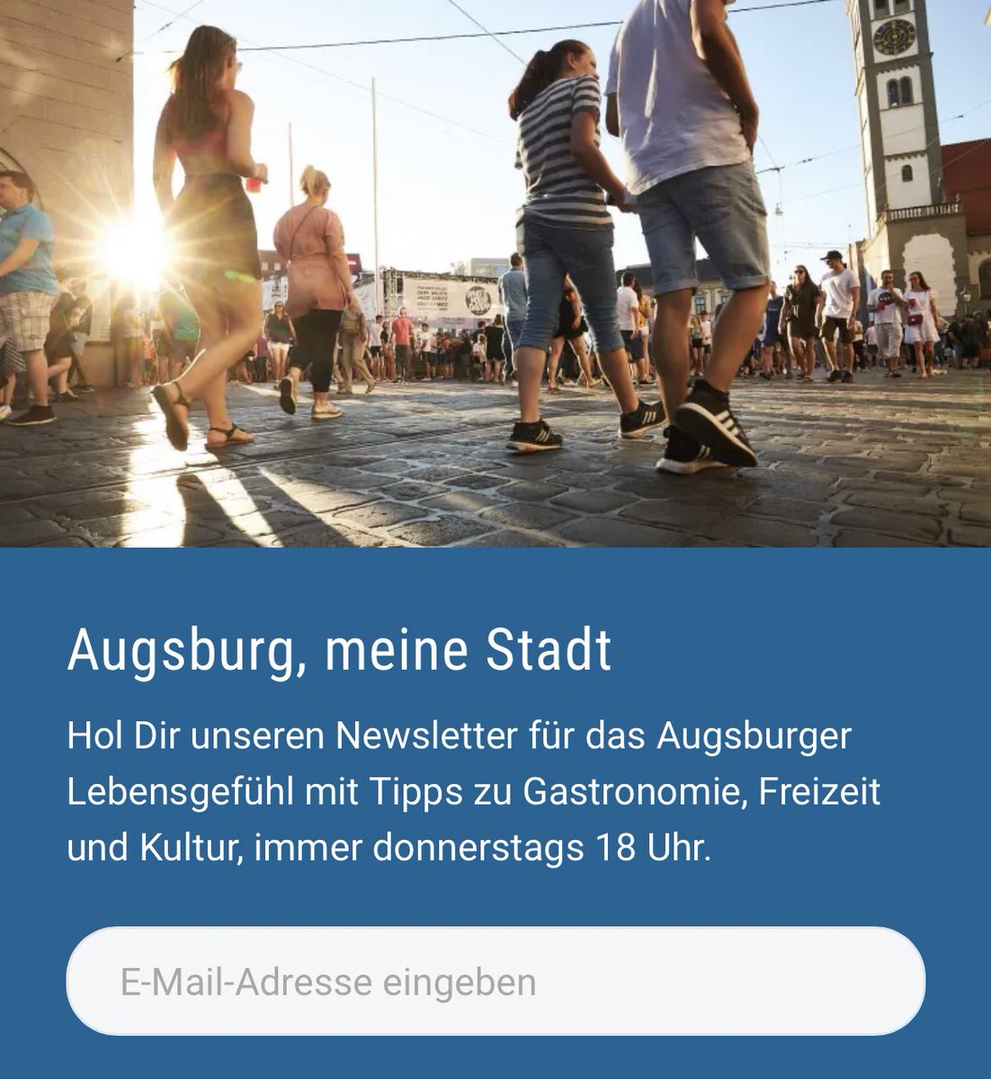 Da ist das Baby! Heute um 18 Uhr gibt’s die erste Folge unseres neuen Newsletters „Augsburg, meine Stadt“. Mit viel Augsburgliebe, Freizeit-, Gastro-Tipps und mehr. Gleich abonnieren und heute Abend Post von mir bekommen! 🚀 augsburger-allgemeine.de/newsletter/