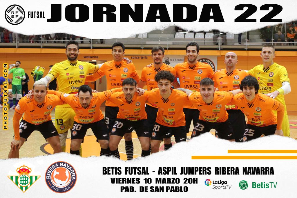 Jornada 22
Betis Futsal - Aspil Jumpers Ribera Navarra 
Viernes 20h
Pab. de San Pablo
📺 BetisTv - Laligasports 

#goAspil