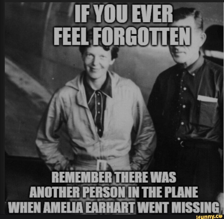 VanByron3's tweet photo. @TimRunsHisMouth I was today years old when I learned Amelia Earhart had another person on her plane https://t.co/7MAupqrT0t