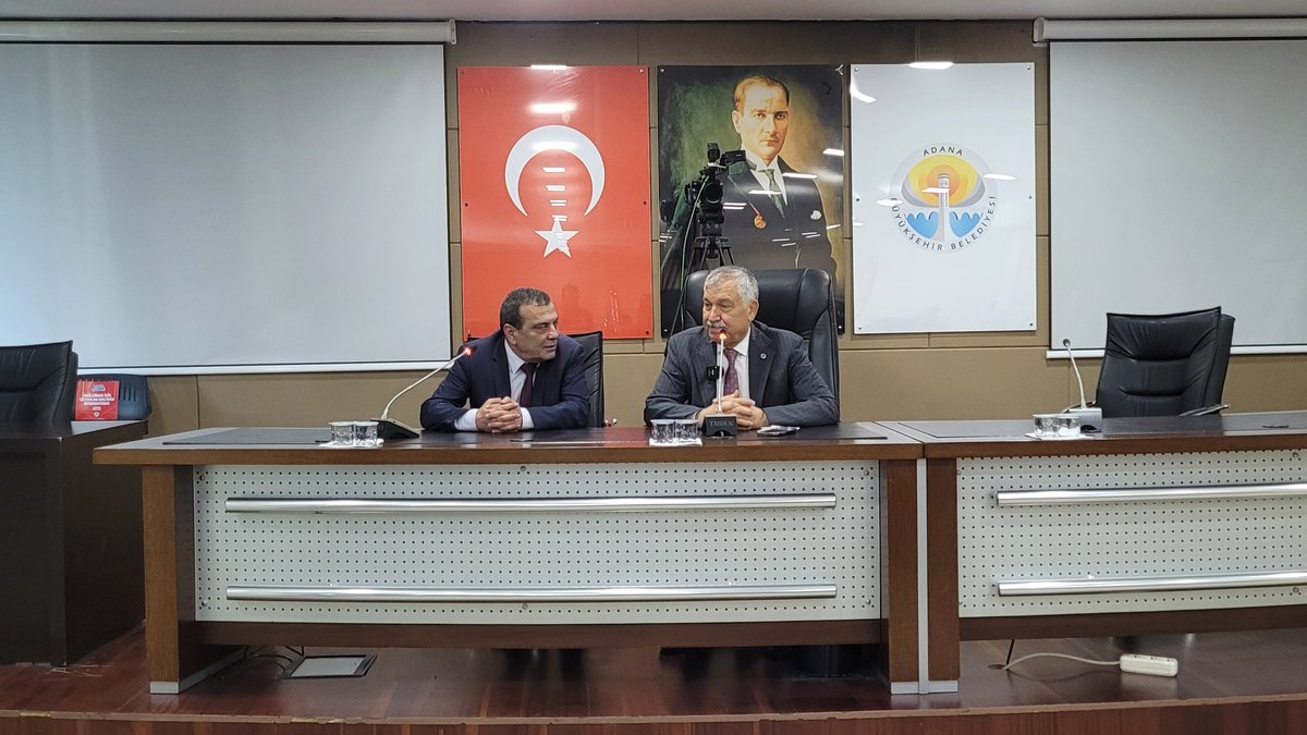 TMMOB1954's tweet photo. TMMOB Yönetim Kurulu Başkanı Emin Koramaz ve beraberindeki heyet Adana Büyükşehir Belediye Başkanı Zeydan Karalar'ı ziyaret ederek Adana'da yaşanan kayıp ve yıkımlar hakkında görüş alışverişinde bulundu. Adana'daki yapıların depreme dayanıklılığının artırılması için işbirliği imkanları üzerinde duruldu.
