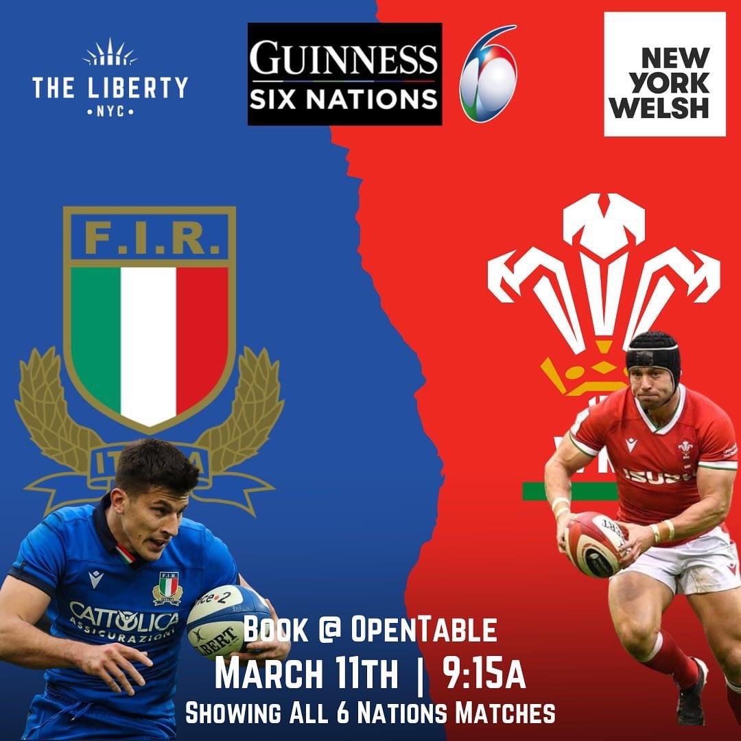 Join @NewYorkWelsh at their Welsh home-from-home @TheLibertyNYC once again for @WelshRugbyUnion’s next @SixNationsRugby match against @Federugby this Saturday at 9:15am. Spread the word!#ITAvWAL #6Nations #walesweek 🏴󠁧󠁢󠁷󠁬󠁳󠁿🗽