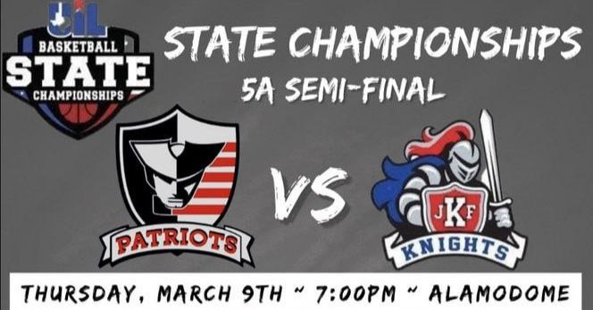 ‼️ MACTH DAY ‼️
UIL Texas Boys State Basketball Championships - 2023 UIL 5A State Championship

🏀 Veterans Memorial 🆚 Kimball
📺 Live Stream : uilevent.insidethegames.live/hsb.php
📆 Thursday, March 9 | 7:00 PM

<a href="/HoopsVmhs/">SA VMHS Patriots Basketball</a> <a href="/SAVeteransHS/">Veterans Memorial High School</a> <a href="/JFKimballBBall/">Kimball HS Boys Basketball</a> <a href="/CoachSSpicer/">Coach S.Spicer M. Ed</a> <a href="/Gervai2x/">Gervai Maeweathers</a> <a href="/Jtimmy83/">Joshua Timms</a>