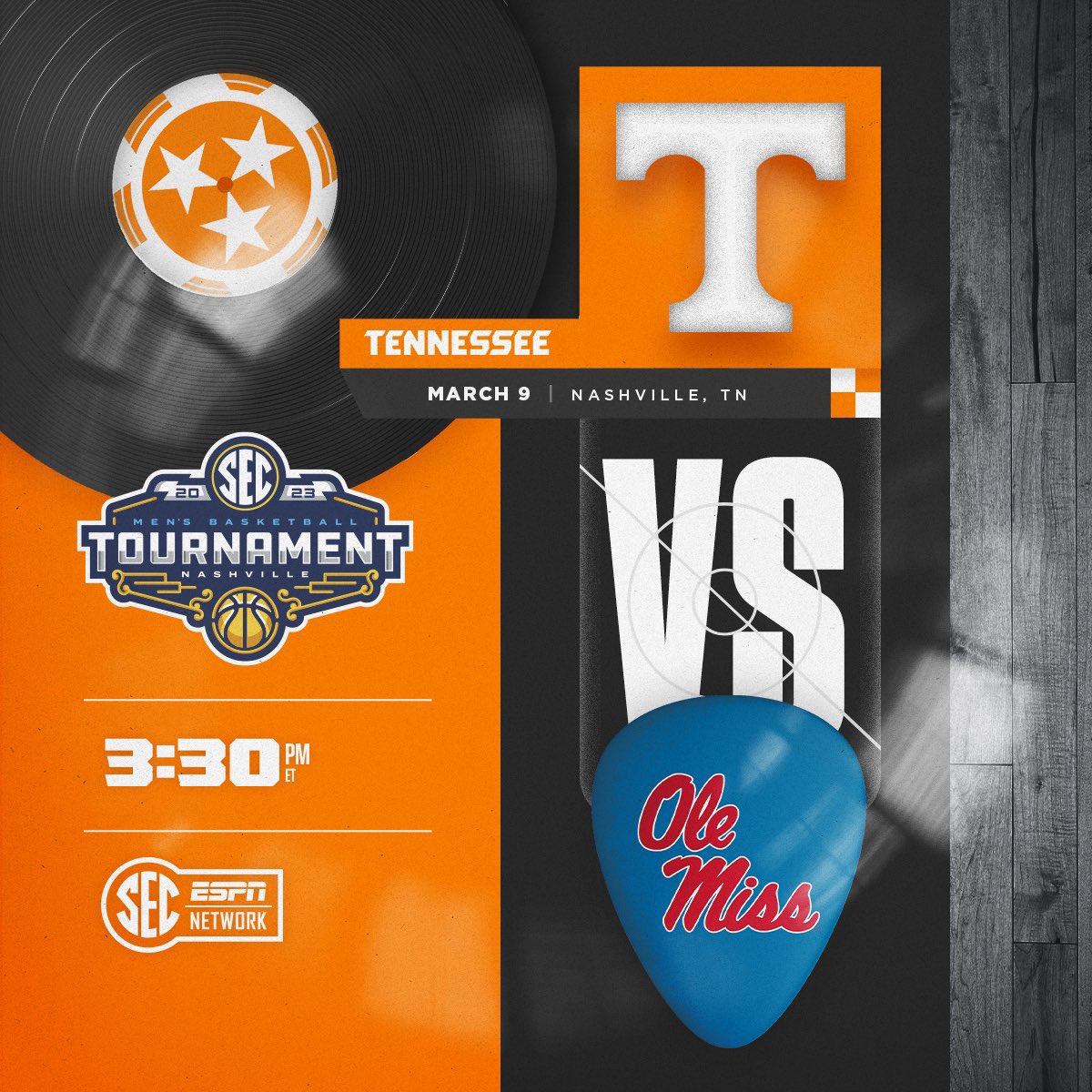 WAKE UP #VOLNATION ITS GAME DAY‼️‼️‼️

@Vol_Hoops vs Ole Miss in Music City—let’s kick off the #SECTourney with a BIG 🍊 dub. 

#GBO 🟧⬜️