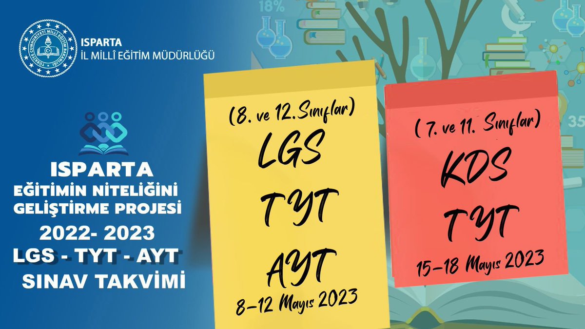 Isparta Eğitimin Niteliğini Geliştirme Projesi (ENGEP) 2022-2023 LGS-TYT-AYT Sınav Takvimi Yayınlandı. 

<a href="/tcmeb/">Millî Eğitim Bakanlığı</a> <a href="/ErhanBaydur1/">Erhan Baydur</a>