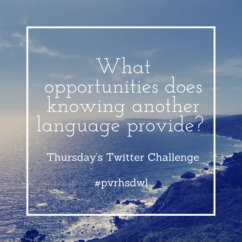La_Sra_Ladino's tweet photo. What opportunities does knowing another language provide? 
#pvrhsdwl @pvrhsd #ForeignLanguageWeek @FLENJ @La_Sra_Ladino #nationalforeignlanguageweek https://t.co/OMV03ByGms
