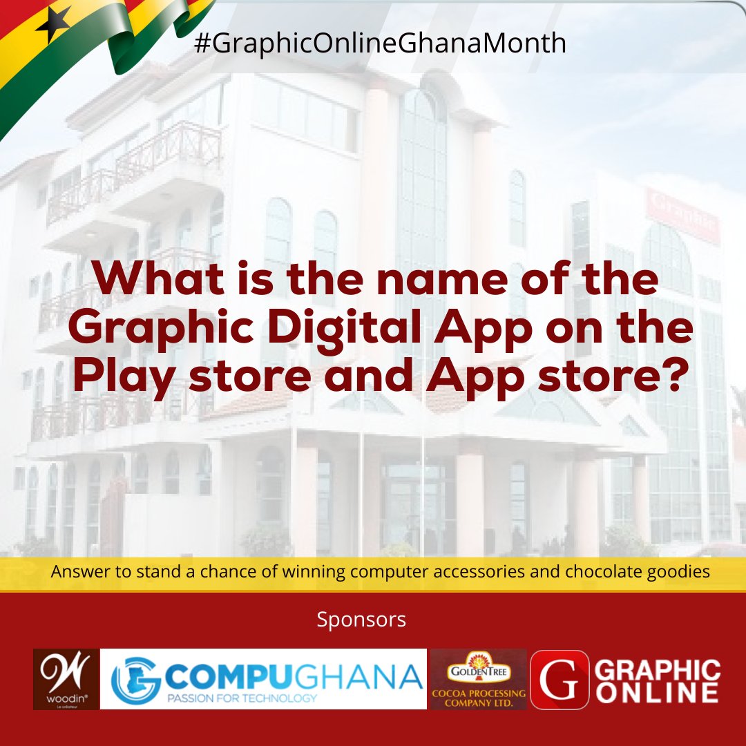 Question 5: Answer, Reshare and Hashtag #GraphicOnlineGhanaMonth to stand a chance of winning computer accessories and chocolate goodies from @CompuGhana 
 and Cocoa Processing Company Limited