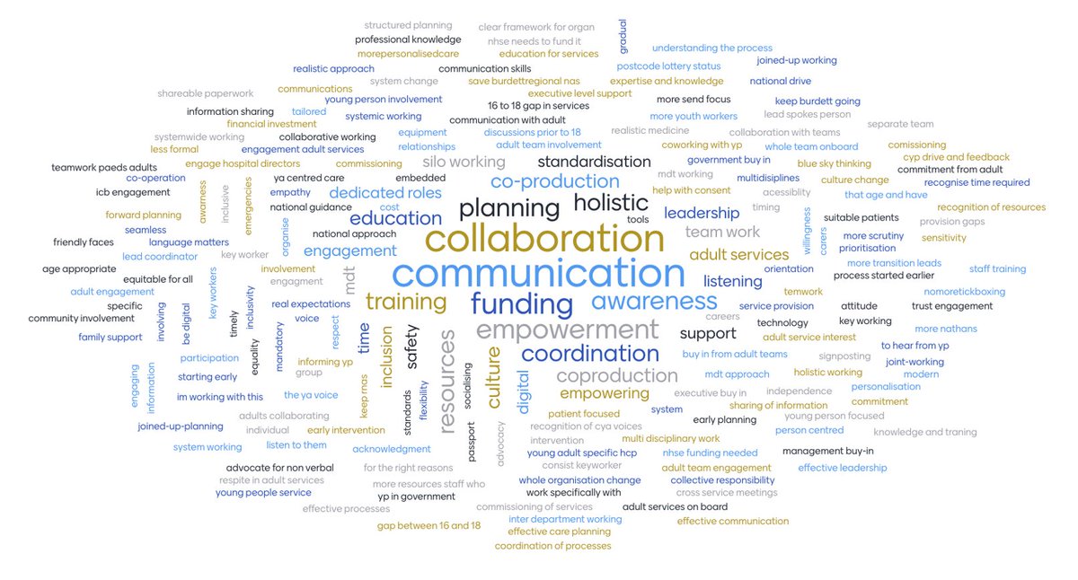 Burdett National Transition Nursing Network conference demonstrated passion & collective commitment to improving young people’s transition 🌟 This highlights not only the most important factors, but also the complexities involved @BurdettNetwork @NTE_Study #BurdettTransition2023