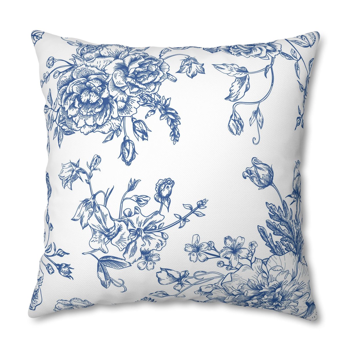 Blue Throw Pillow Covers, Floral Decorative Pillow Covers Sofa 16 x 16 Blue Euro Sham Covers etsy.me/3T42T31 #square #floral #bedroom #etsy #bluethrowpillow #pillowcover #decorativepillows #sofapillows