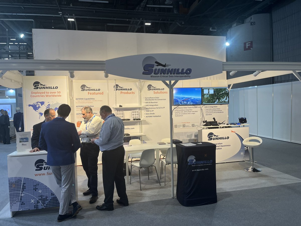 Another great day at #airspaceworld !  Visit the Sunhillo stand (j24) to fly our simulator and learn about our ASTERIX capabilities and Surveillance Data distribution, conversion, and fusion.