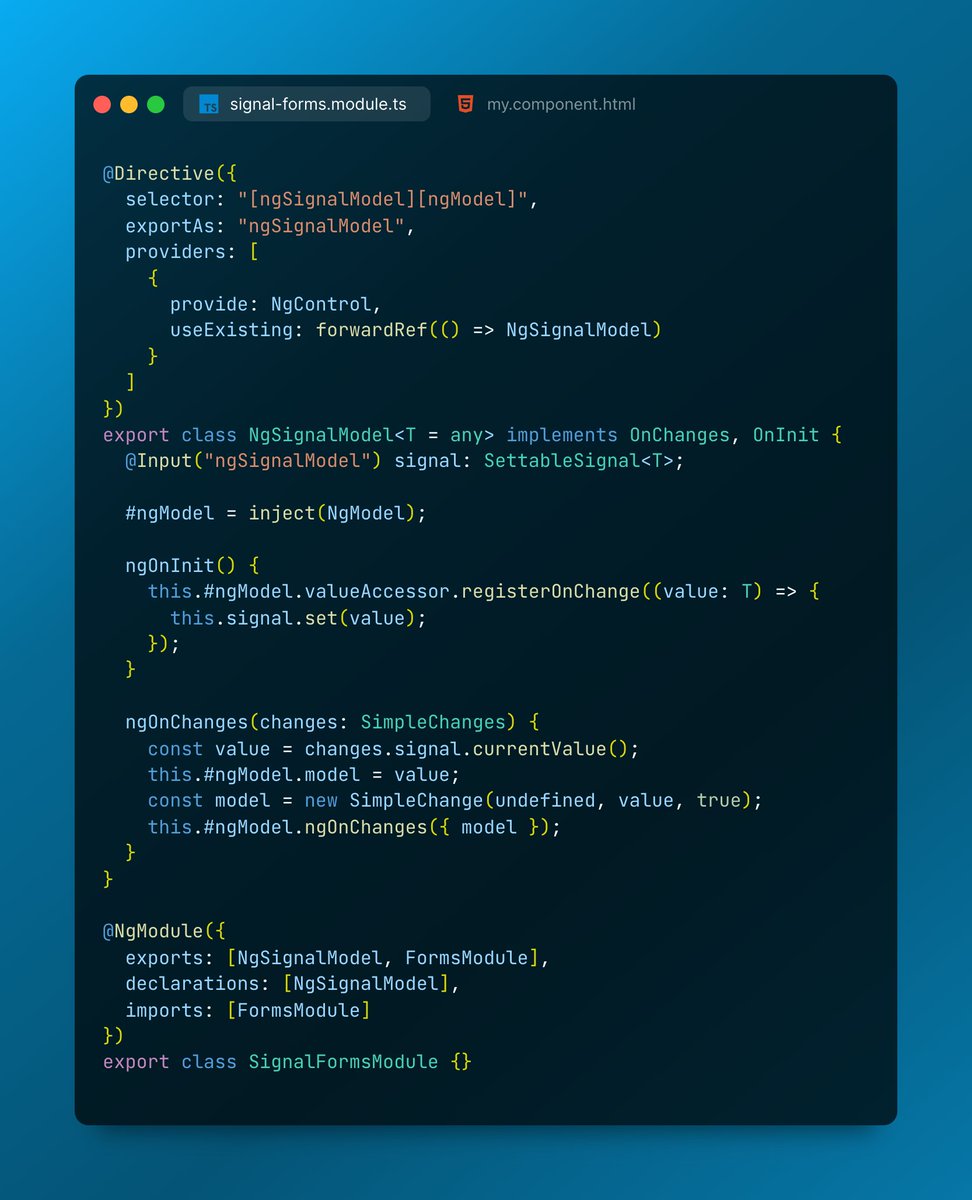 ArmanOzak's tweet image. 🧙♂️ Just exploring how I can bind a signal to the NgModel directive...
Working example: bit.ly/ng-signal-model