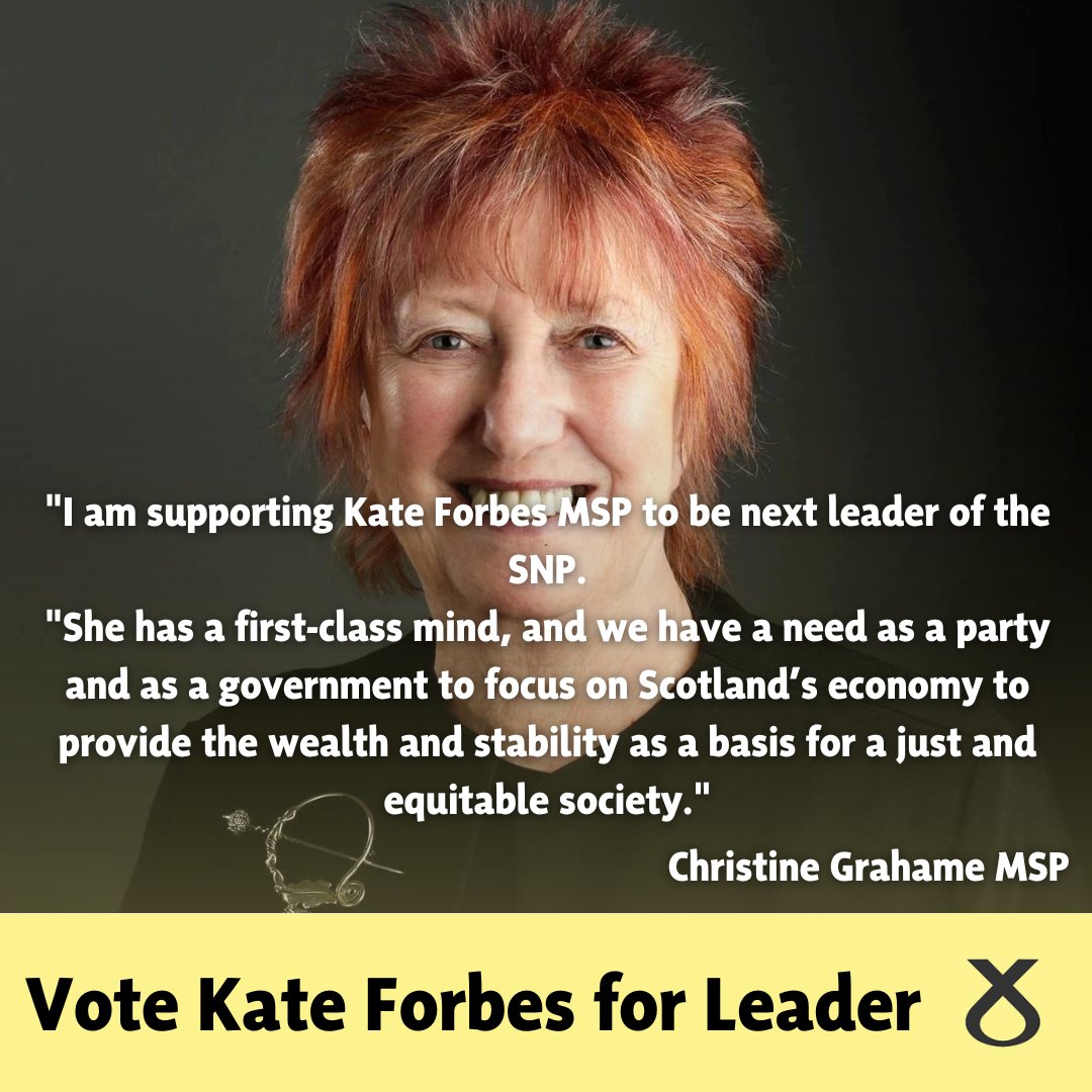 Christine Grahame has kindly offered her support to be the next SNP Leader. #Forbes4FM