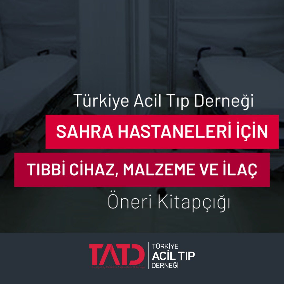 TATD Sahra Hastaneleri için Tıbbi Cihaz, Malzeme ve İlaç Öneri Kitapçığına 👉🏻 tatd.org.tr/genel/tatd-sah… adresinden ulaşabilirsiniz.