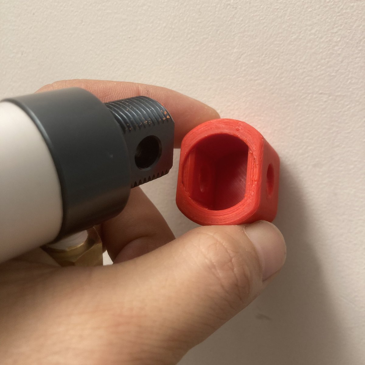 GimmeBuilds's tweet image. Haven’t posted about #3DPrinting in a while. This has got to be my most accurately printed piece to date. Designed a collar for this pivot to close the gap between pivot points on the mounting bracket. It’s perfect! #MakersMaking #DIY