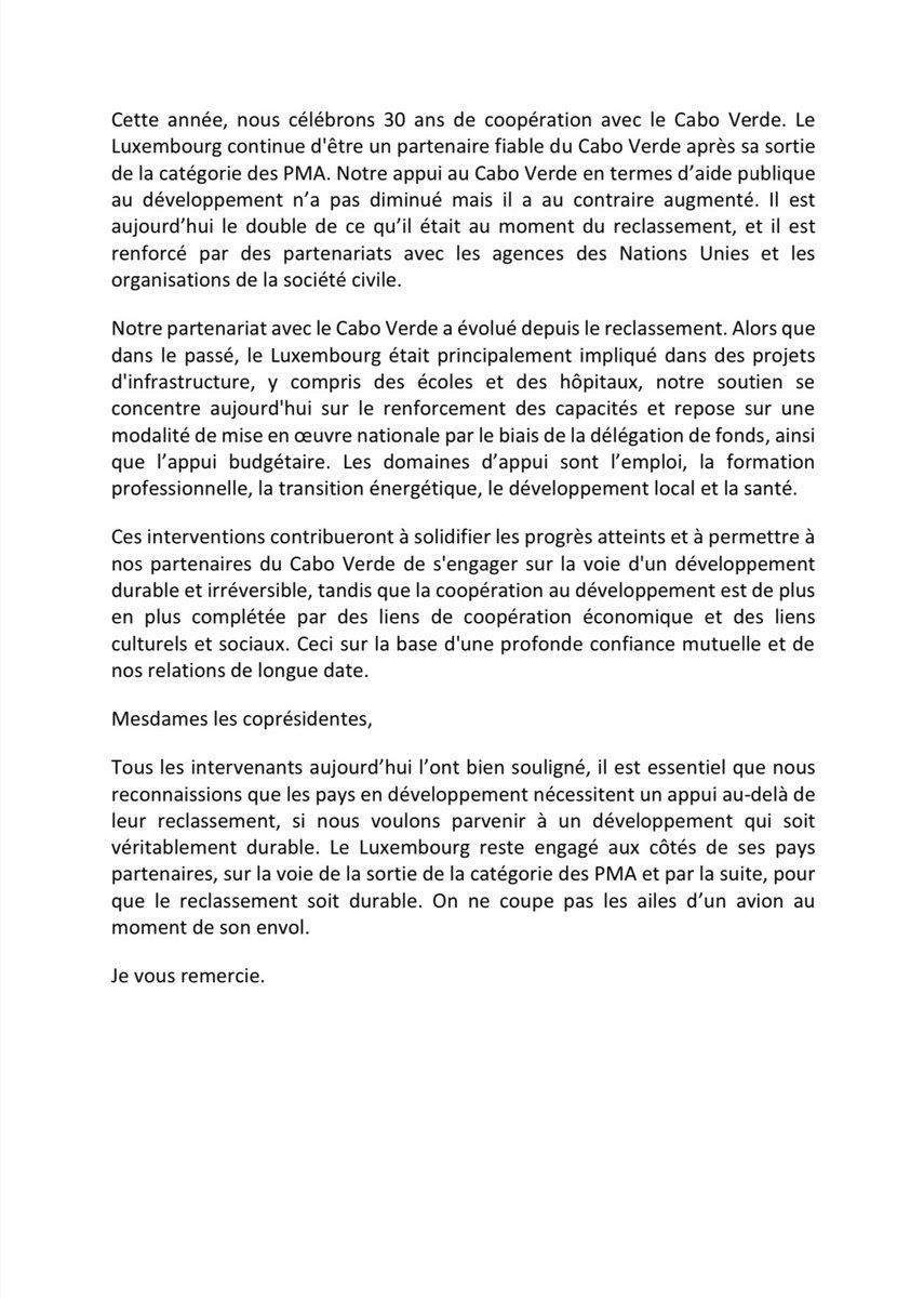 On last day of #LDC5 Conference, at round table 8 on supporting sustainable and irreversible #graduation from the Least Developed Country category, #Luxembourg highlighted its enduring partnership with #CaboVerde, which was strengthened after Cabo Verde graduated in 2007
🇨🇻🤝🇱🇺